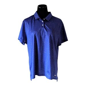 Nike Dri-FIT Polo Deep Blue White Dot Golf Athletic Shirt Size XXL